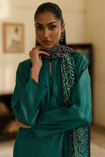 Load image into Gallery viewer, Teal  Tusser Silk Kurta
