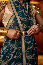 Load image into Gallery viewer, Teal Cutdana &amp; Sequins Saree
