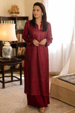 Load image into Gallery viewer, Deep Maroon Tusser Silk Kurta

