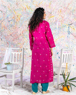 Load image into Gallery viewer, Striking Plum Chikankari Kurta
