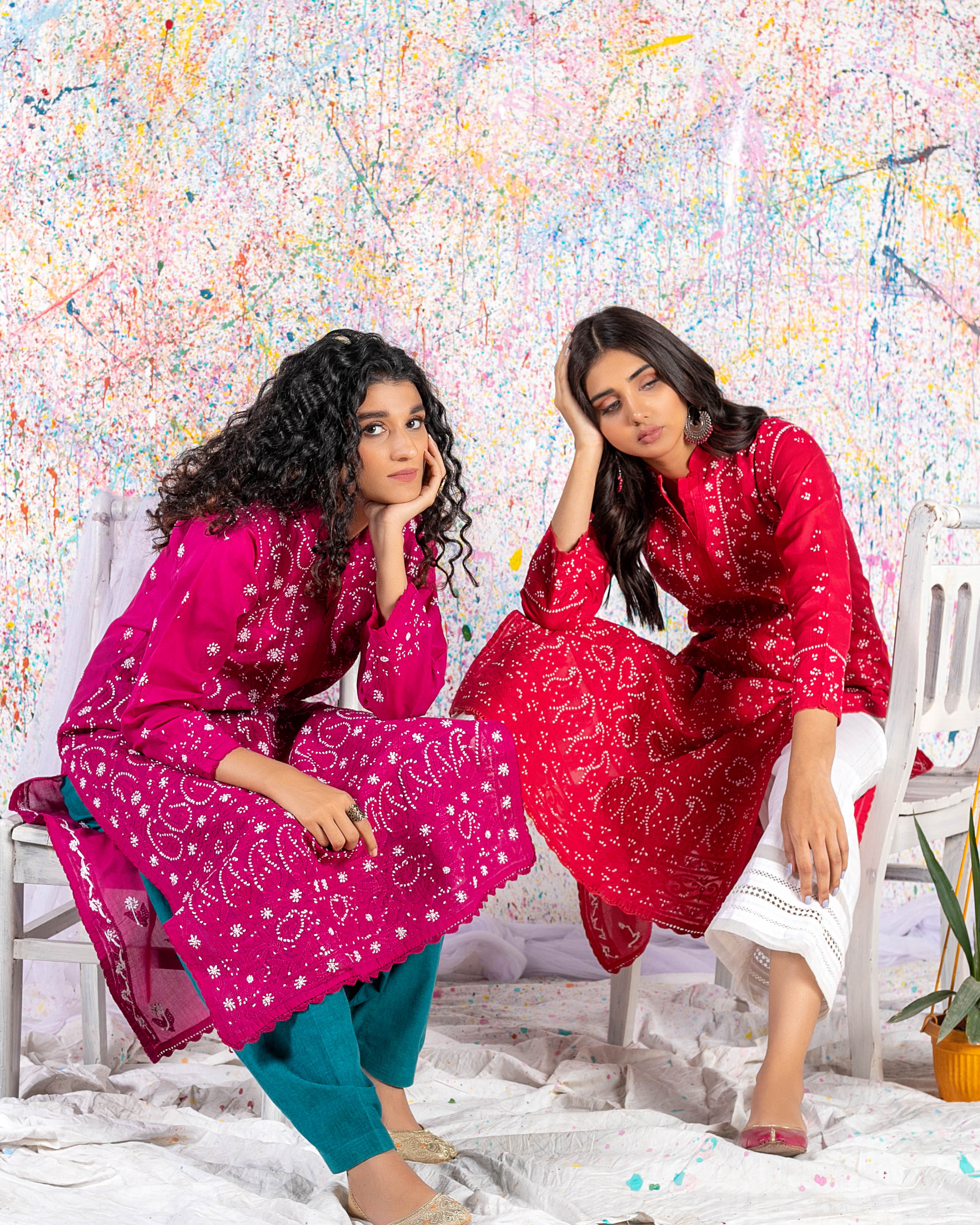 Striking Plum Chikankari Kurta