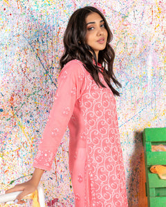 Watermelon Pink Chikankari Kurta