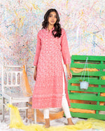 Load image into Gallery viewer, Watermelon Pink Chikankari Kurta
