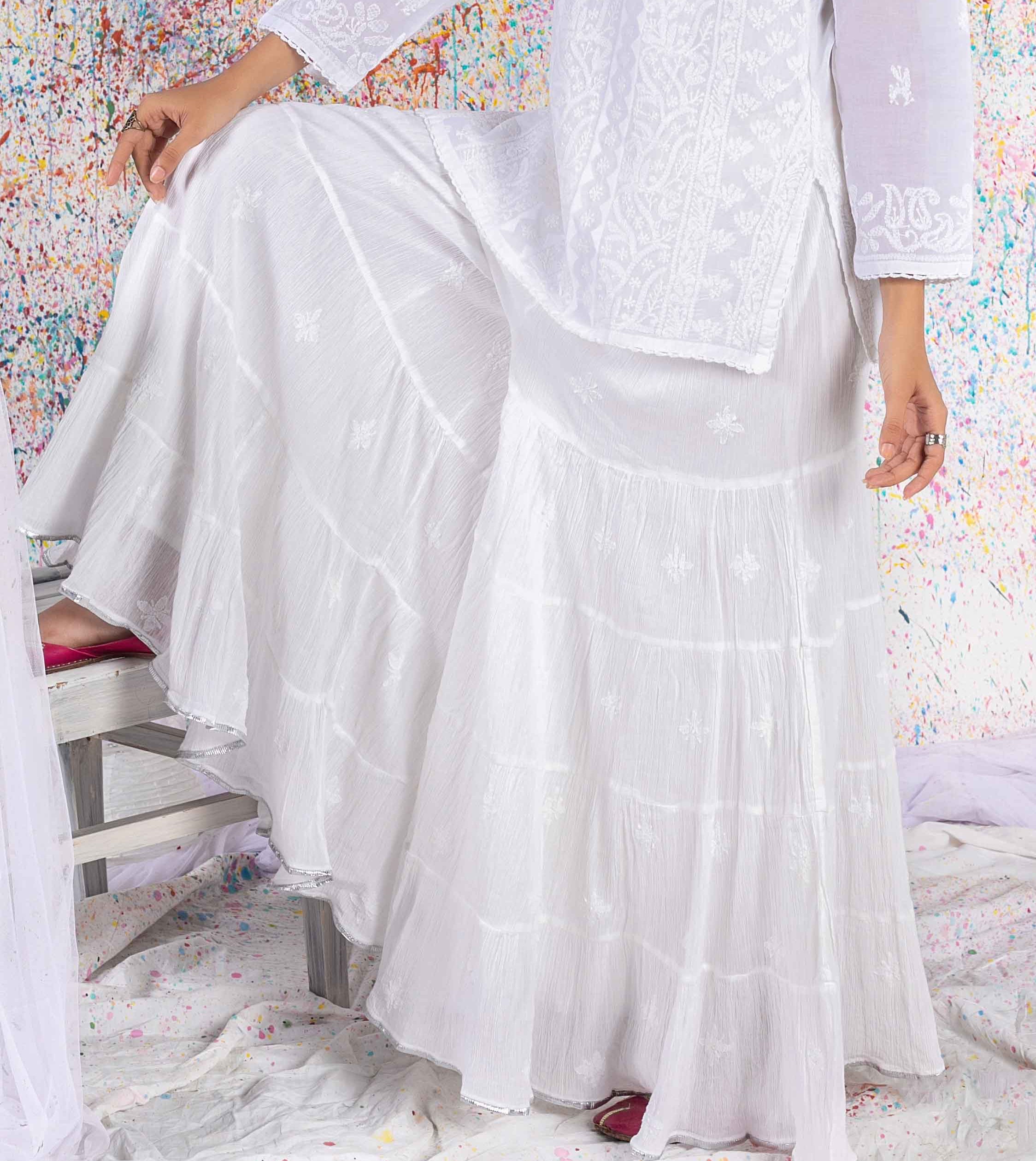 White Crinkle Cotton Sharara
