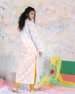 Load image into Gallery viewer, Aafrinish By Niazi Rehma Zaman White \long \kurta Chikankari Chikan Kari Hand Embroidery Splatter Painting
