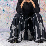 Load image into Gallery viewer, Aafrinish By Niazi Rehma Zaman Black on Black Short Kurti Long Sharrara Splatter Painting
