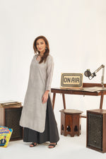 Load image into Gallery viewer, Cloud Grey Tusser Silk Kurta
