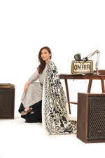 Load image into Gallery viewer, Black and Grey Kantha Dupatta
