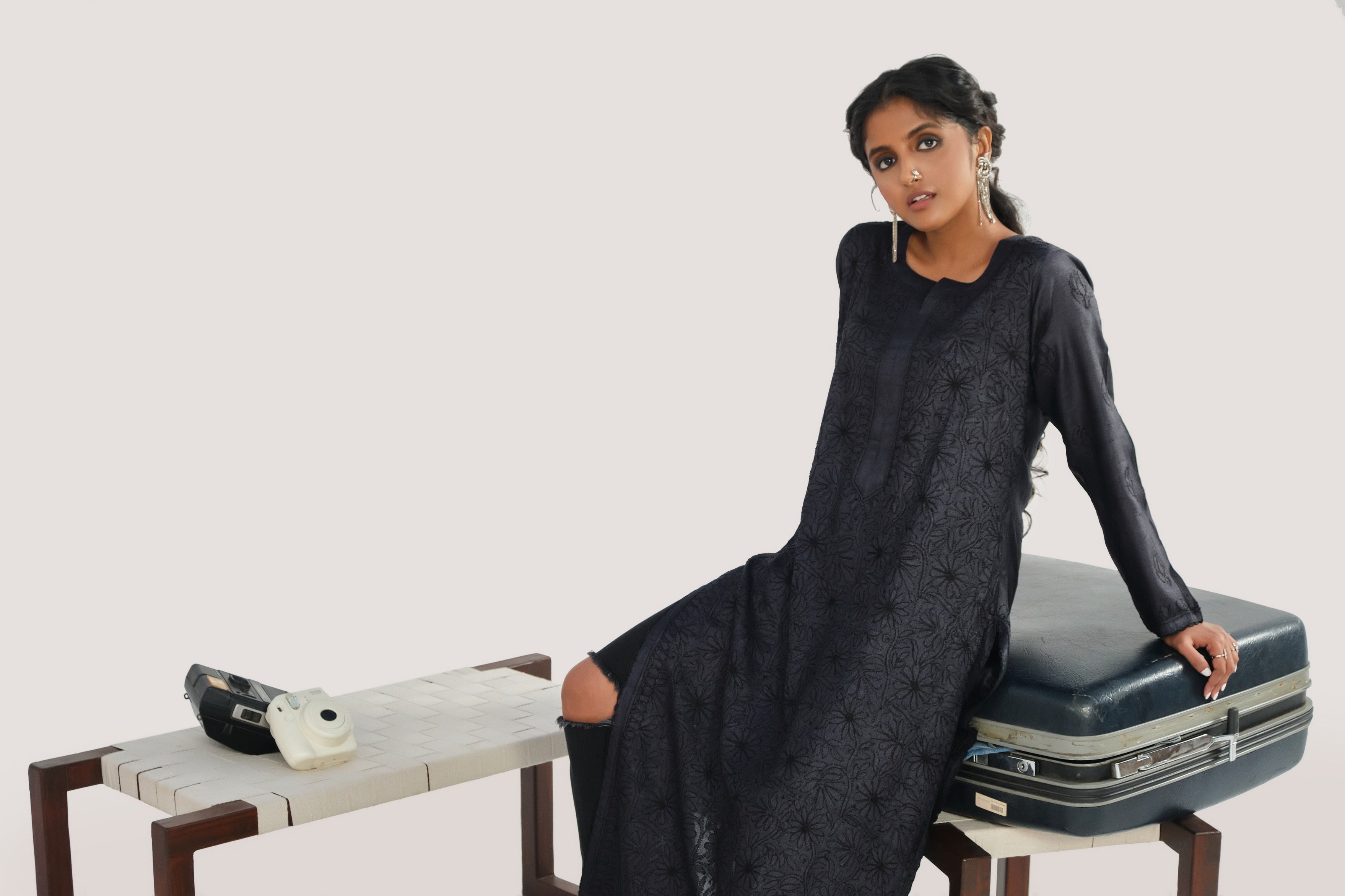 Black Tusser Silk Kurta