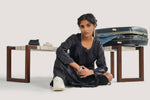 Load image into Gallery viewer, Black Tusser Silk Kurta
