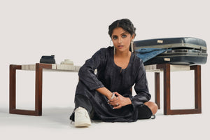 Black Tusser Silk Kurta