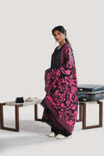 Load image into Gallery viewer, Black and Hot Pink Tree of Life Kantha Dupatta
