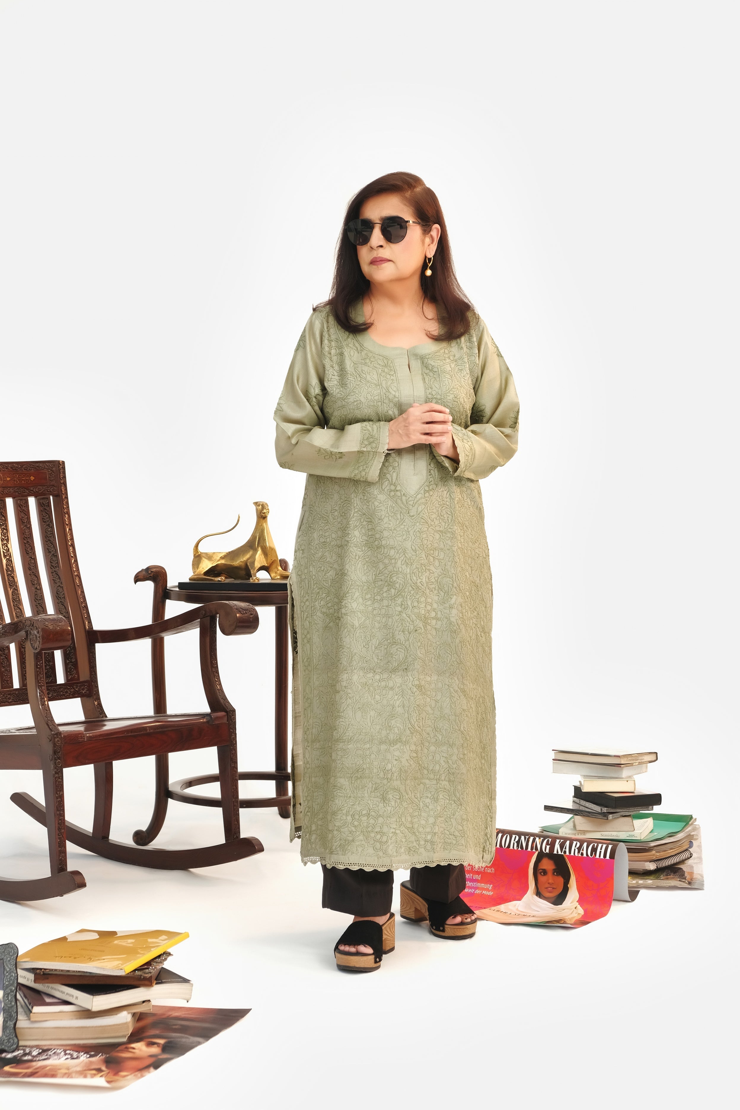 Moss Green Tusser Silk Kurta
