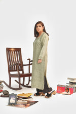 Load image into Gallery viewer, Moss Green Tusser Silk Kurta
