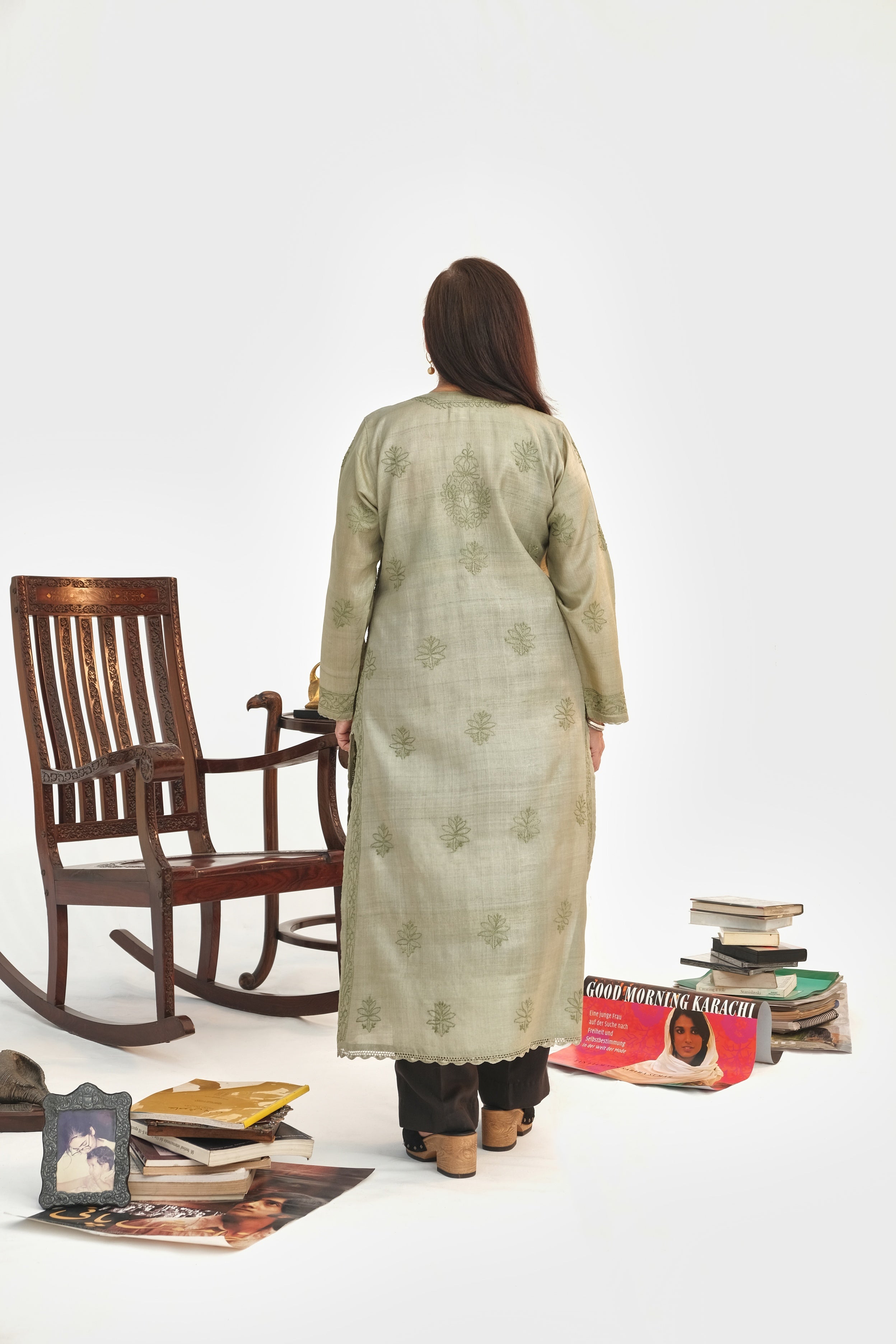 Moss Green Tusser Silk Kurta