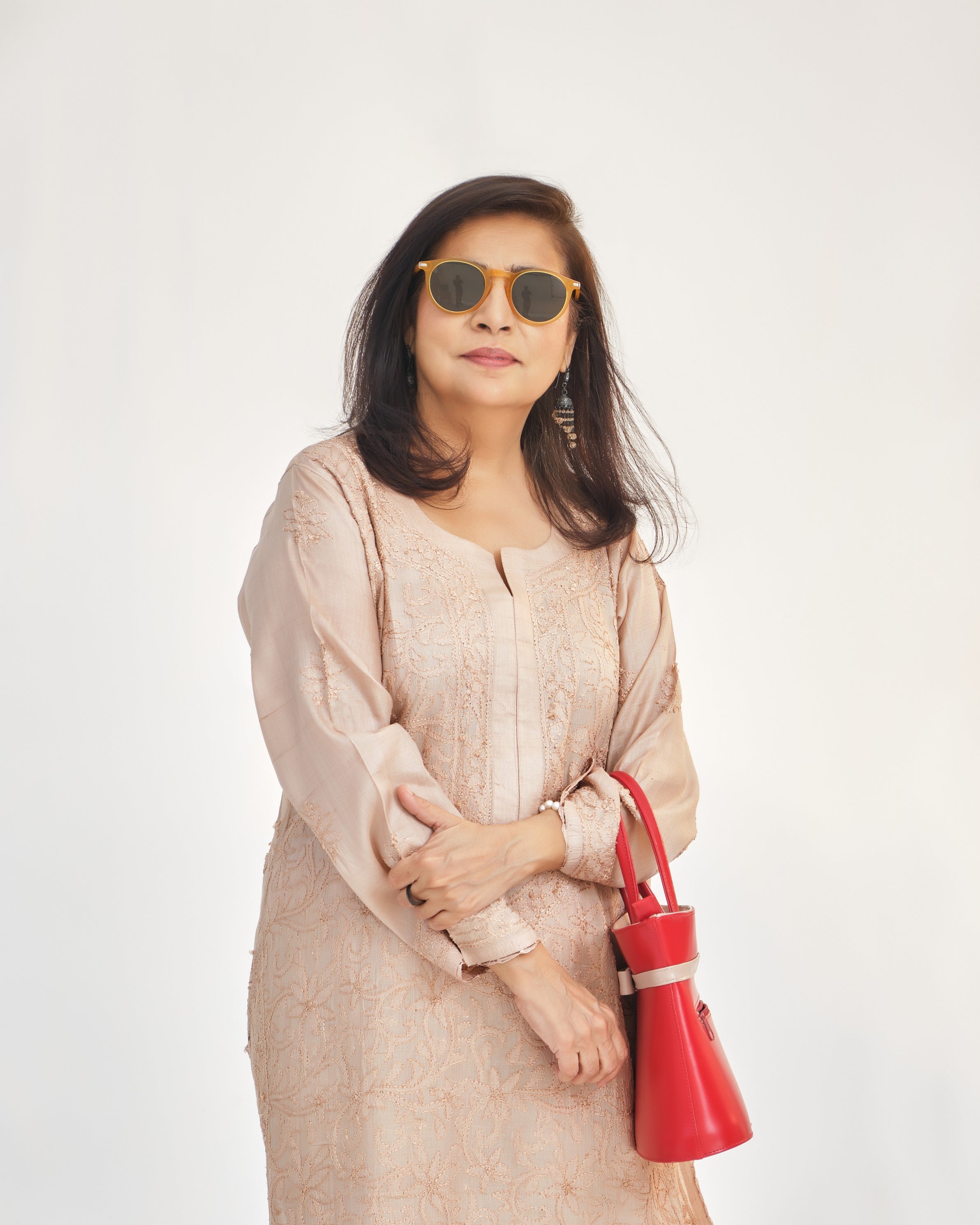 Tea Pink Tusser Silk Kurta