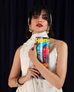 Aafrinish By Niazi Zara Peerzada Noor Jehan Se Noor 70s Chikankari Short Kurta, Dupatta & Gharara Pants  Blue  Background Asad Bin Javed Vintage Pakistan Fashion Herald Magazine