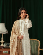 Load image into Gallery viewer, Aafrinish By Niazi Zara Peerzada Noor Jehan Se Noor  1990s Chikankari Single Taar Kurta &amp; Izaar Green  Background Asad Bin Javed Vintage Pakistan Fashion 

