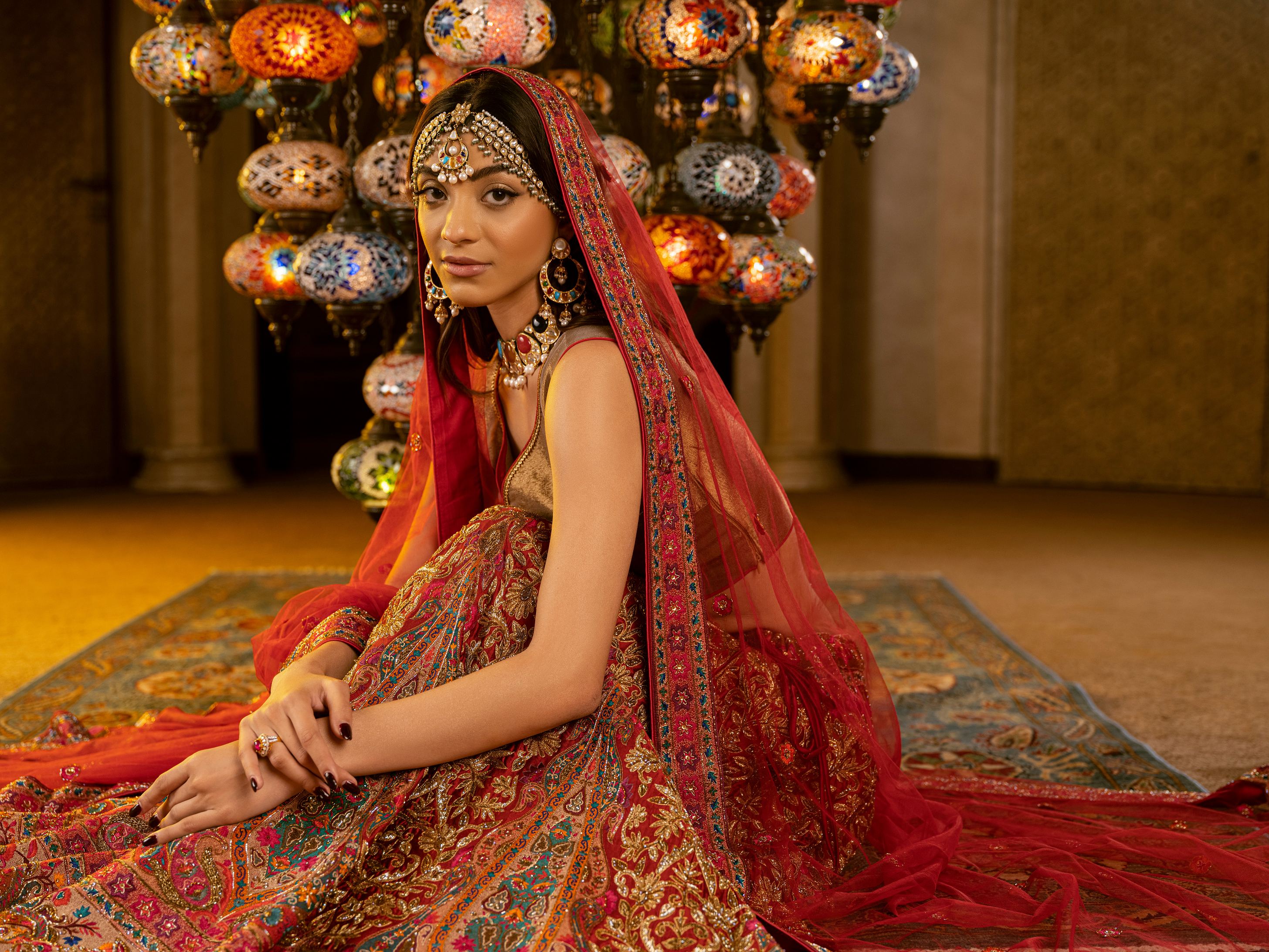 Aafrinish By Niazi Natalia Calling Asad Bin Javed Cherry Red Lehnga Lehenga Bridal Haveli