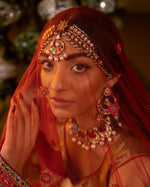 Load image into Gallery viewer, Aafrinish By Niazi Natalia Calling Asad Bin Javed Cherry Red Lehnga Lehenga Bridal Haveli
