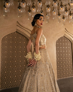 Aafrinish By Niazi Natalia Calling Asad Bin Javed Victorian gold silver zariLehnga Lehenga Bridal Haveli