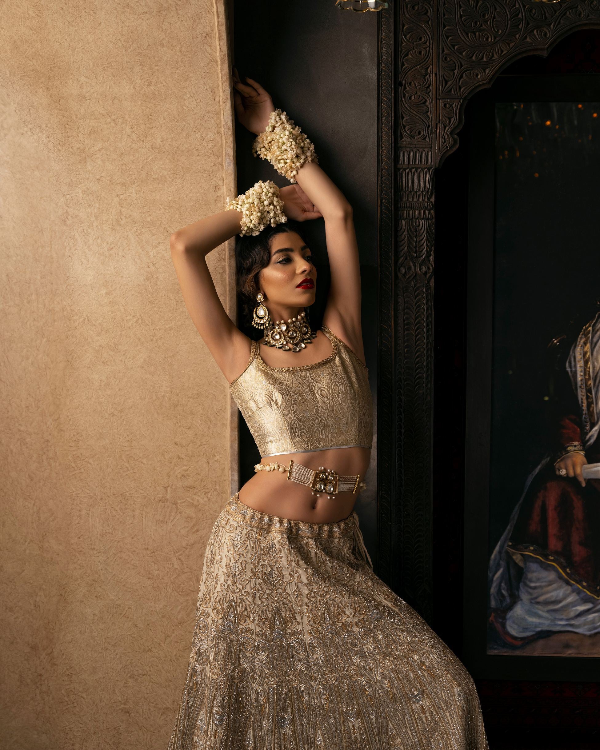 Aafrinish By Niazi Natalia Calling Asad Bin Javed Victorian gold silver zariLehnga Lehenga Bridal Haveli