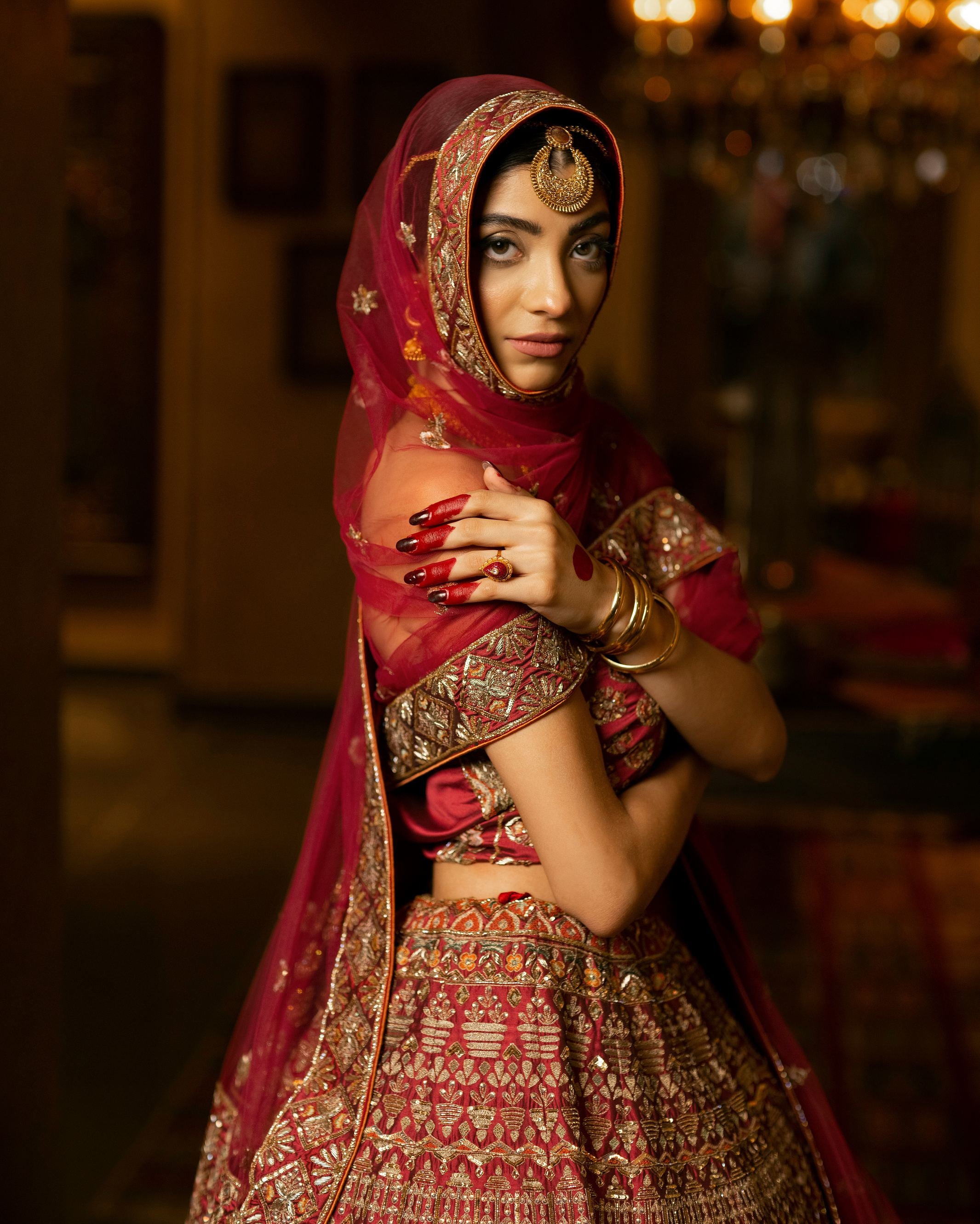 Aafrinish By Niazi Natalia Calling Asad Bin Javed Garnet Maroon zari Lehnga Lehenga Bridal Haveli