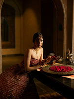 Load image into Gallery viewer, Aafrinish By Niazi Natalia Calling Asad Bin Javed Garnet Maroon zari Lehnga Lehenga Bridal Haveli
