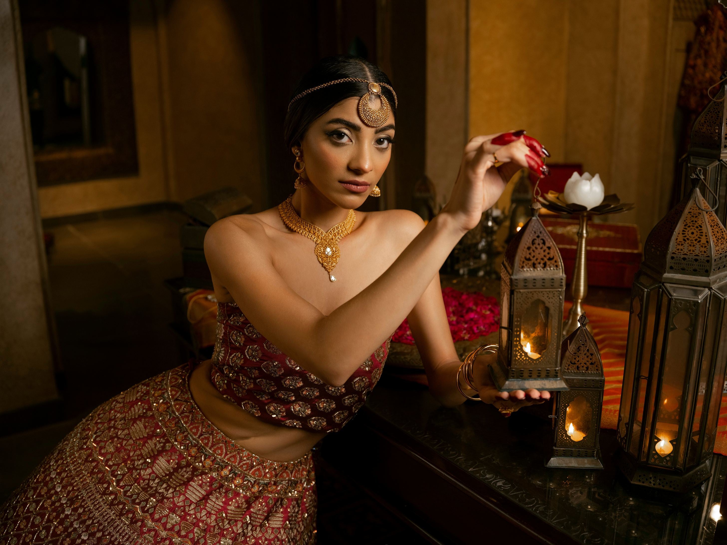 Aafrinish By Niazi Natalia Calling Asad Bin Javed Garnet Maroon zari Lehnga Lehenga Bridal Haveli