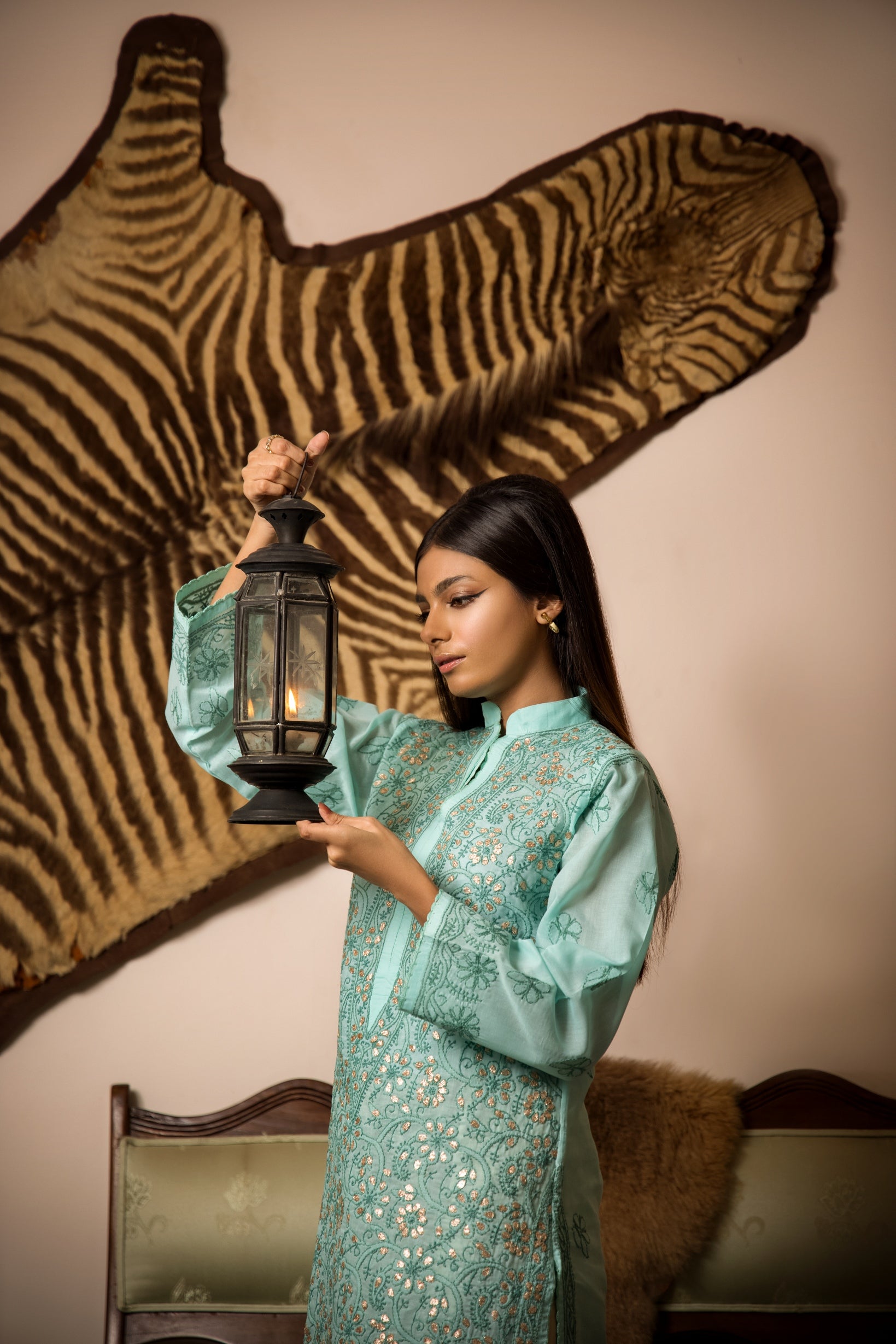 Sea Green Gota Pati Chikankari Kurta