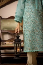 Load image into Gallery viewer, Sea Green Gota Pati Chikankari Kurta
