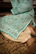 Load image into Gallery viewer, Sea Green Gota Pati Chikankari Kurta
