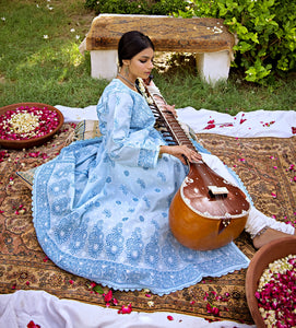 Aafrinish By Niazi Zooni Sheikh Baby Blue Angharkha Outdoor Garden Carpet Sitar