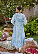Load image into Gallery viewer, Aafrinish By Niazi Zooni Sheikh Baby Blue Angharkha Outdoor Garden Carpet Sitar

