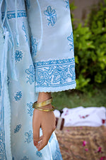 Load image into Gallery viewer, Aafrinish By Niazi Zooni Sheikh Baby Blue Angharkha Outdoor Garden Carpet Sitar
