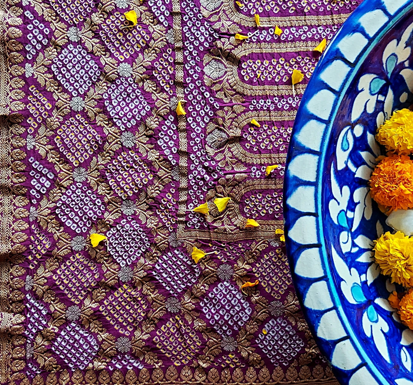 Purple Kutchi Chunri Saree