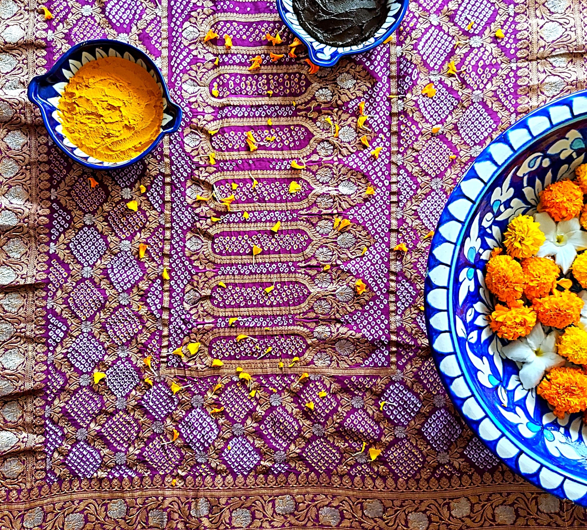 Purple Kutchi Chunri Saree