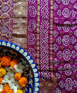 Purple Kutchi Chunri Saree