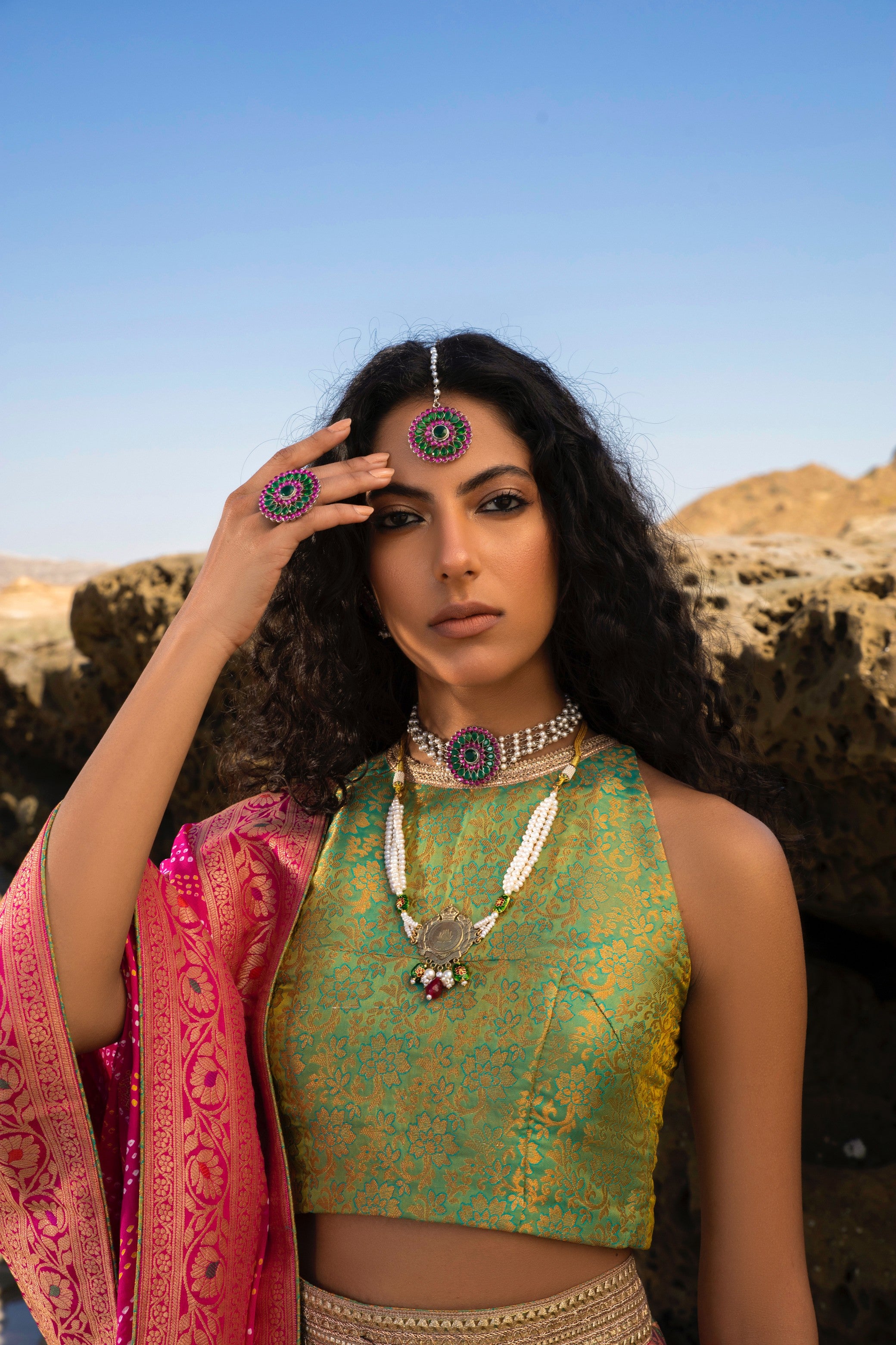 Aafrinish By Niazi Nimra Jacob Gibran Jamshed Mubarak Village Beach Vibrant Fuschia Lehnga Choli Pakistan Fashion