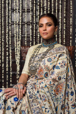 Load image into Gallery viewer, Aafrinish By Niazi Fouzia Aman Off white hand embroidered Kashida Kari Saree Old Havelli 
