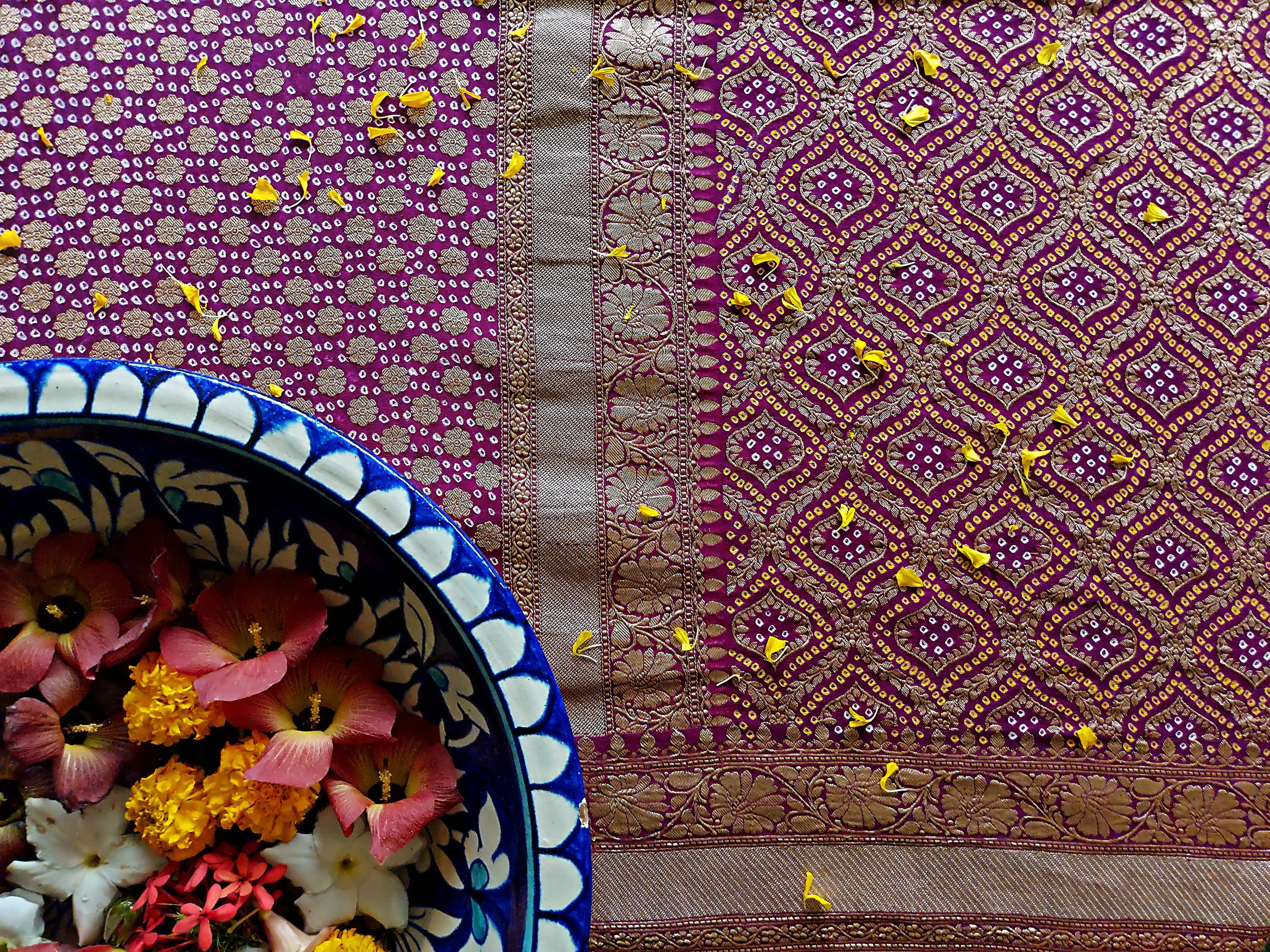 Imperial Purple Kutchi Chundri Saree