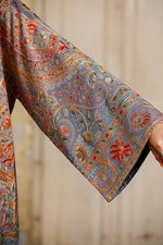 Load image into Gallery viewer, Aamna Ilyas Amna Jacket Embroidery Pakistan Fashion Aafrinish Grey Kimono Short Jacket Fine hand embroidery kashmiri  Sleeve
