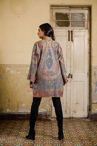 Aamna Ilyas Amna Jacket Embroidery Pakistan Fashion Aafrinish Grey Kimono Short Jacket Fine hand embroidery kashmiri 
