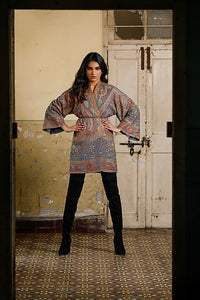 Aamna Ilyas Amna Jacket Embroidery Pakistan Fashion Aafrinish Grey Kimono Short Jacket Fine hand embroidery kashmiri 