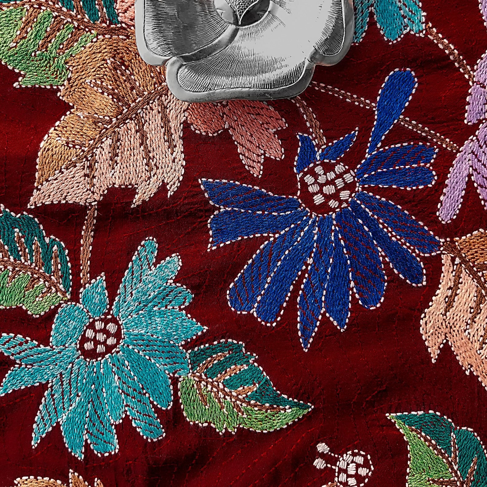 Burnt Maroon Kantha Dupatta