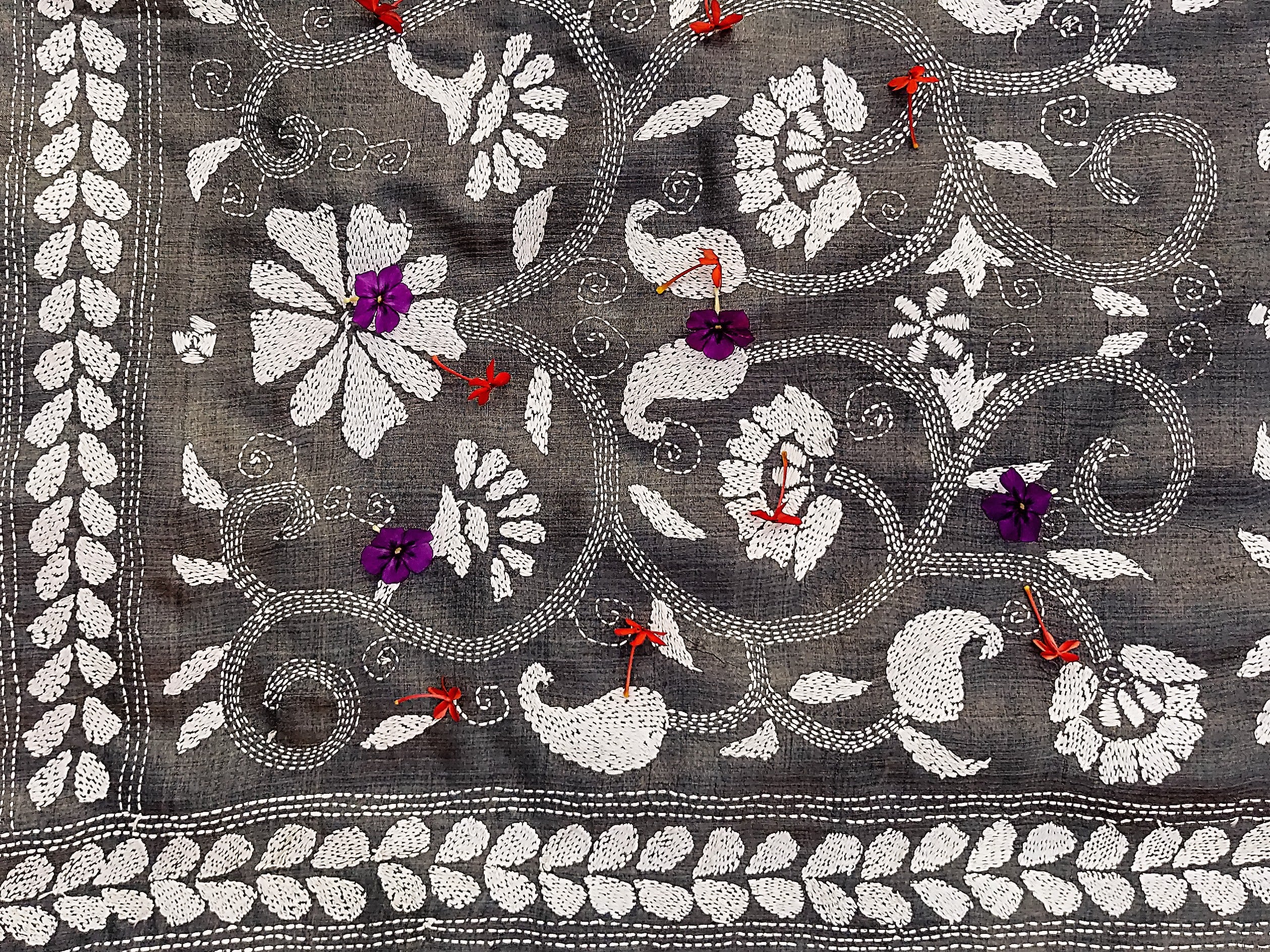 Fossil Grey Kantha Dupatta