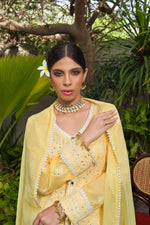 Load image into Gallery viewer, Aafrinish by Niazi Amal Abedi Yellow Chikankari Kurta Nadir Toosy
